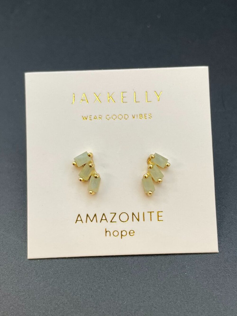 Jaxkelly Amazonite Vermeil Offset Triple Stack Earrings